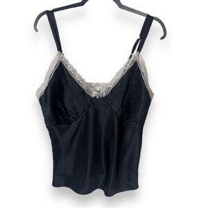 California Dynasty Cami Top Womens Size Large Y2K Lace Satin‎ VTG Babydoll 90s